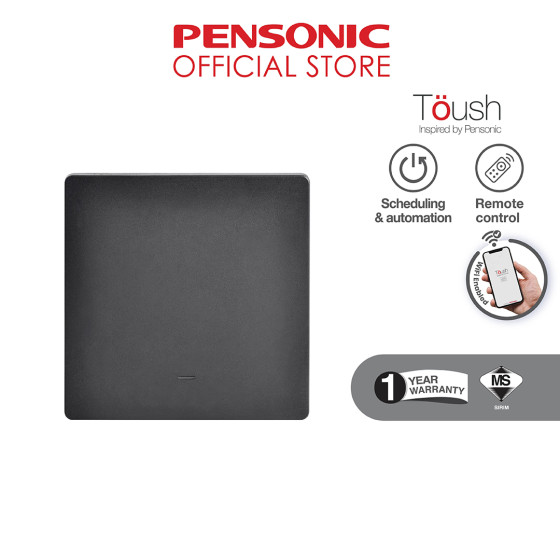 Toush Smart Switch BLACK 1 Gang Without Neutral C/W Smartphone App, Scheduling | T891101SS-ZBS(BK)