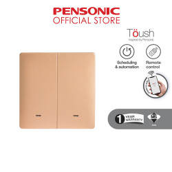 Toush Smart Switch GOLD 2 Gang Without Neutral C/W Smartphone App, Scheduling | T891201SS-ZBS(GD)