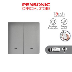 oush Smart Switch GREY 2 Gang Without Neutral C/W Smartphone App, Scheduling | T891201SS-ZBS(GR)