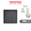 Toush Smart Switch BLACK 3 Gang Without Neutral C/W Smartphone App, Scheduling | T891301SS-ZBS(BK)