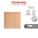 Toush Smart Switch GOLD 3 Gang Without Neutral C/W Smartphone App, Scheduling | T891301SS-ZBS(GD)