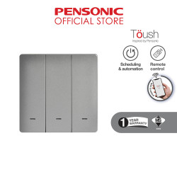 Toush Smart Switch GREY 3 Gang Without Neutral C/W Smartphone App, Scheduling | T891301SS-ZBS(GR)