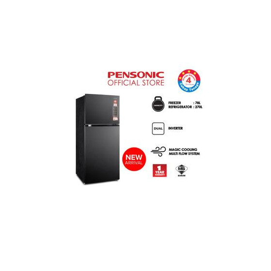 Pensonic 2 Doors Refrigerator 365L | PRT-3650i